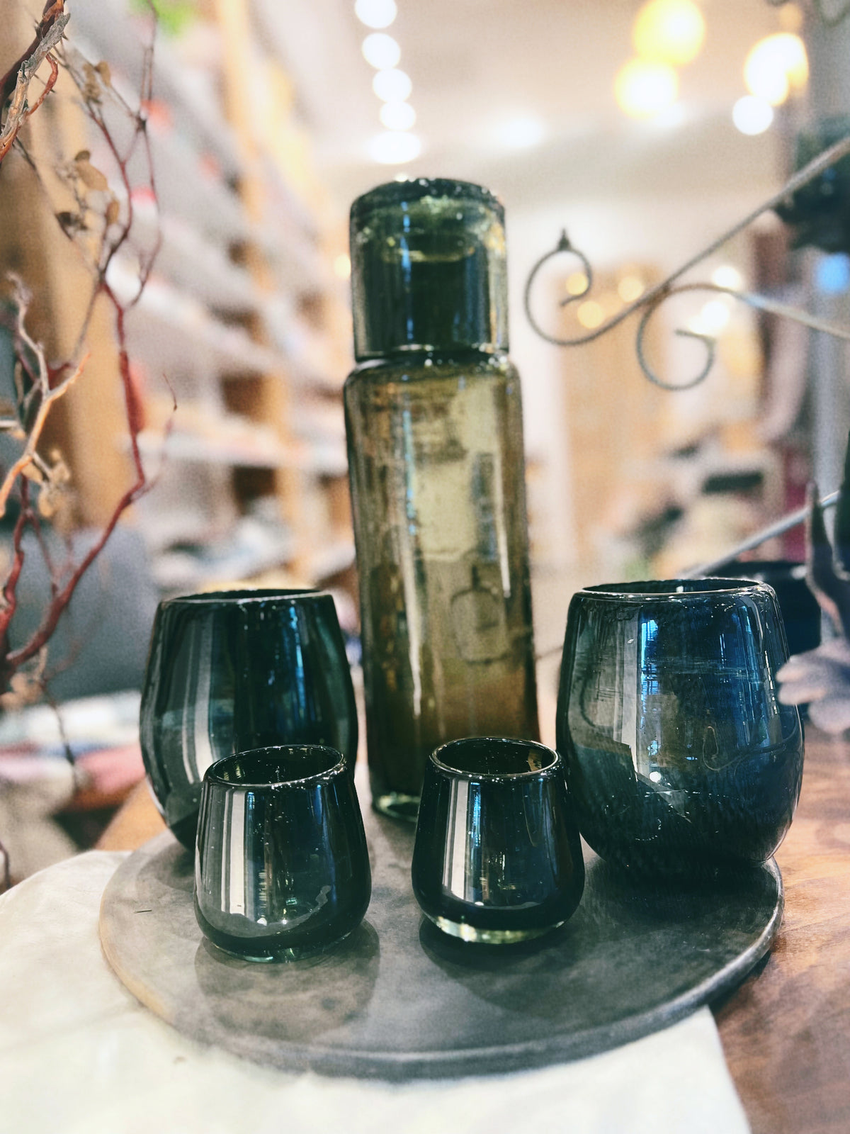 Glass Hand Blown Smoke Carafe