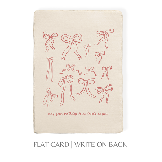 Lovely Birthday Bows | Birthday Celebration Greeting Card: Flat A2 Greeting Card. Blank on Back.